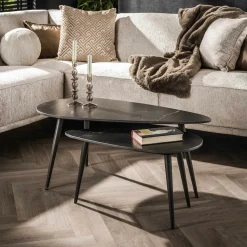 Table gigogne en céramique noire forme triangulaire (lot de 2) GALWAY