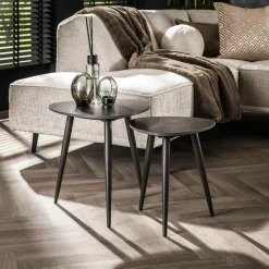 Table gigogne en céramique noire forme triangulaire (lot de 2) GALWAY