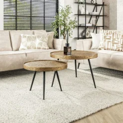 Table gigogne industrielle effet métal doré (lot de 2)