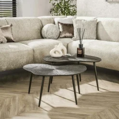 Table gigogne organique – soleil brun bronze (lot de 2) RALF