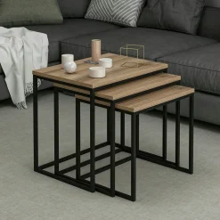 Table gigogne rectangulaire effet noyer (lot de 3) JENA
