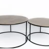 Table gigogne ronde en métal doré (lot de 2)