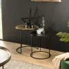 Table gigogne ronde noir et or (lot de 2) ZALA