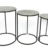 Table gigogne ronde plateau argenté (lot de 3)