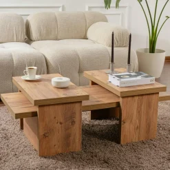 Table haute blanche cuisine avec étagères intégrées MARFA
