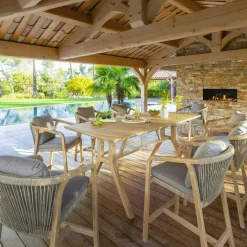 Table haute jardin en bois d'acacia 210 cm IBIZA