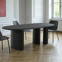 Table moderne en bois noir – 3 pieds design 220 cm ALBERTA