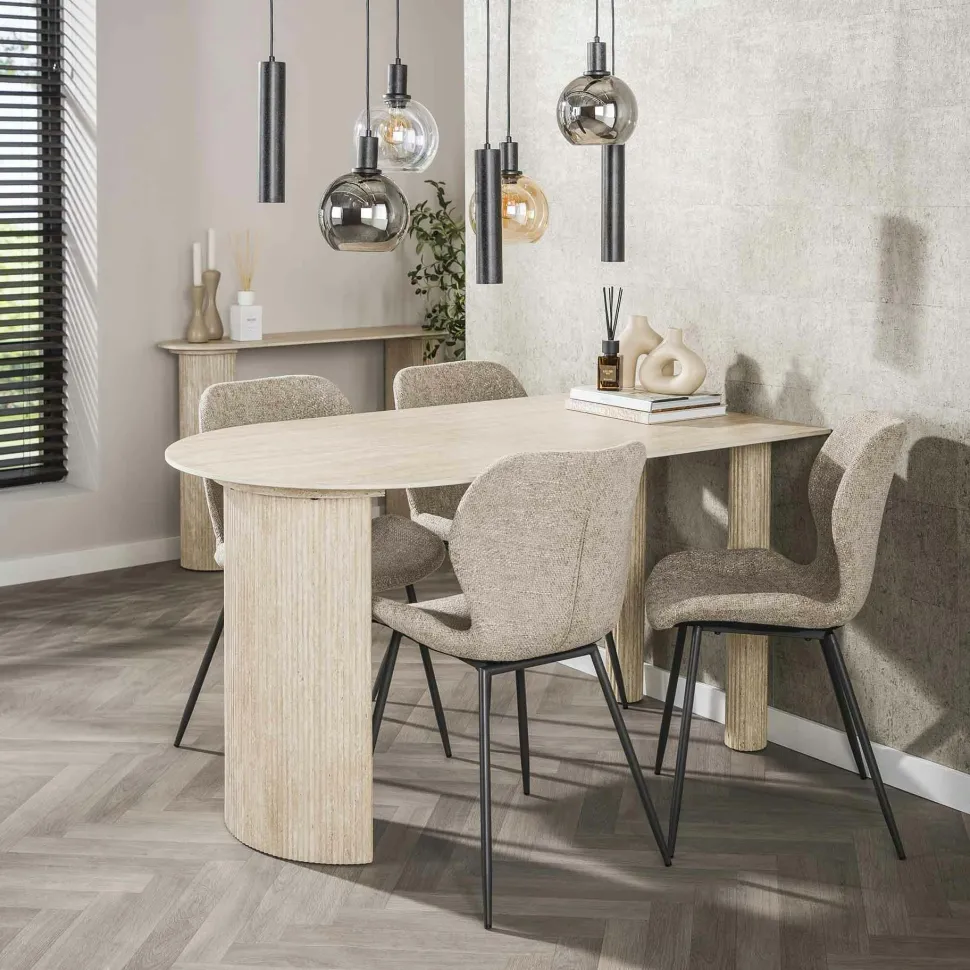 Table murale 4 pers. céramique effet travertin 140 cm ASCOLI