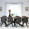 Table pied central bois de chêne et métal 240 cm HUDSON