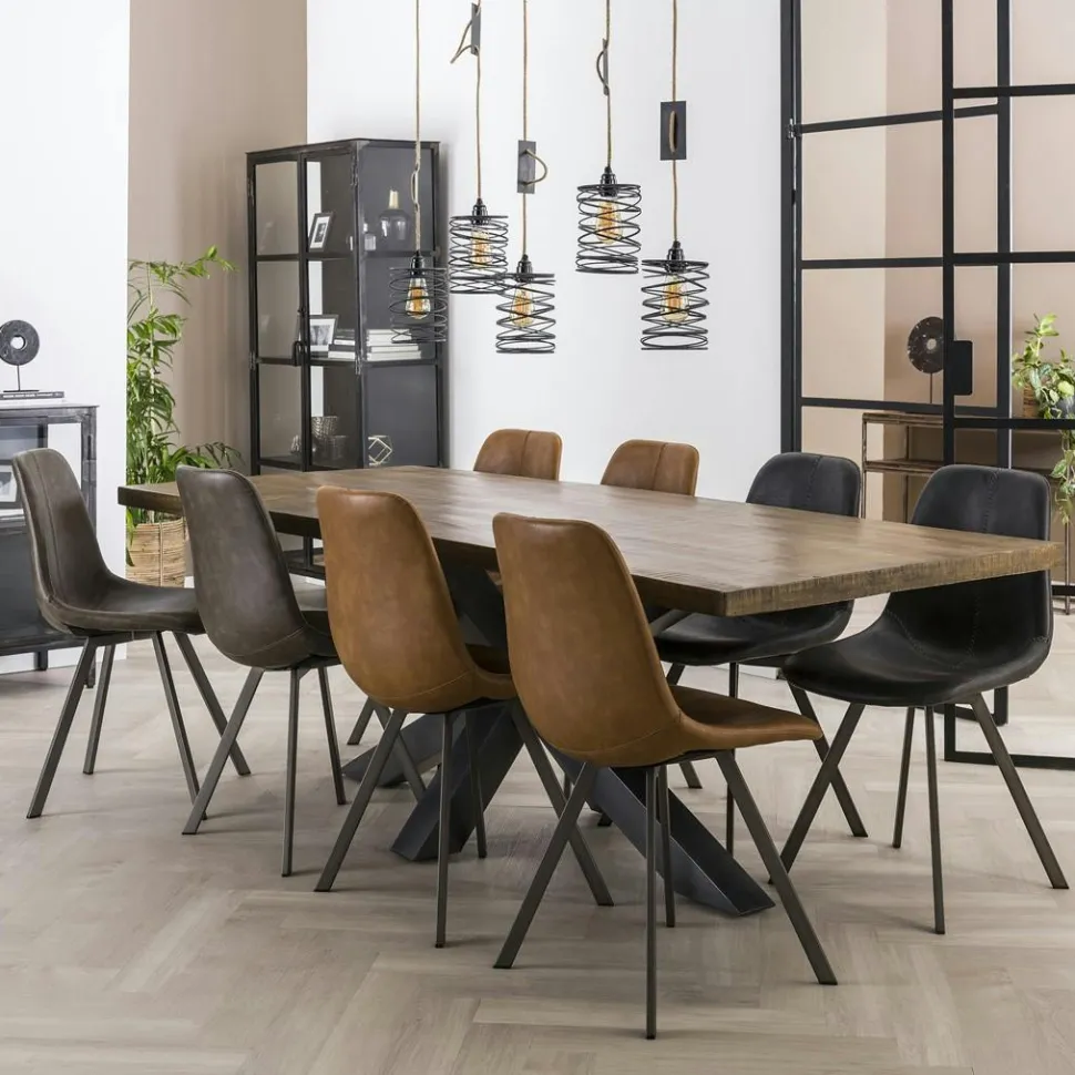 Table pied central bois de manguier 165 cm LUCKNOW