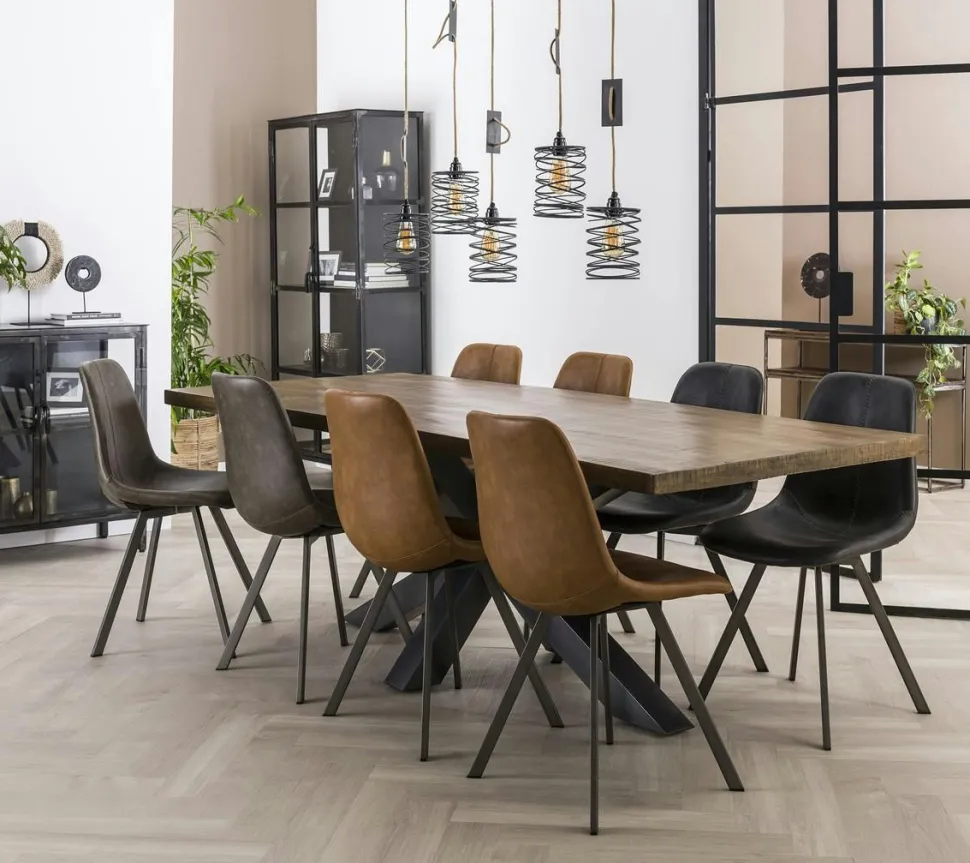 Table pied central bois de manguier 165 cm LUCKNOW