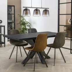 Table pied central bois de manguier 165 cm LUCKNOW