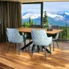 Table pied central bois recyclé teck 180 cm BARBADE