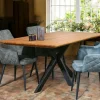 Table pied central bois recyclé teck 220 cm BARBADE