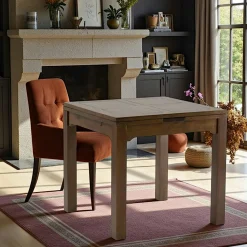Table repas extensible hévéa 80/144cm HELENA