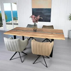 Table rivière epoxy noir et bois d'acacia 200 cm BORA