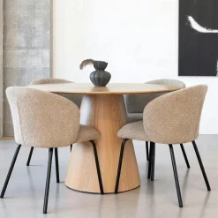Table ronde en bois clair Ø120 cm LISBONNE