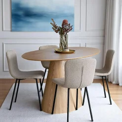 Table ronde en bois clair Ø120 cm LISBONNE