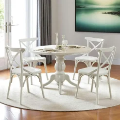 Table ronde en bois effet usé - pied noir ⌀120 cm TENA