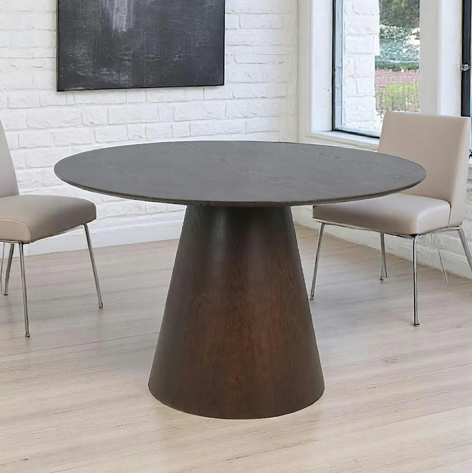 Table ronde en bois foncé Ø120 cm LISBONNE