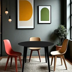 Table ronde en bois noir – style moderne, Ø 105 cm TAMPA