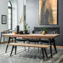 Table ronde en bois recyclé FSC motif chevron 120 cm FAGA