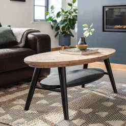 Table ronde en bois recyclé FSC motif chevron 120 cm FAGA