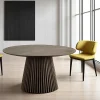 Table ronde en chêne brun avec piètement baguette ø140 cm AMSTERDAM