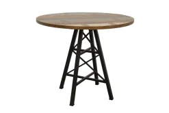 Table ronde en Hévéa recyclé coloré et pieds métal façon "Tour Eiffel" D90xH76cm LOFT COLORS