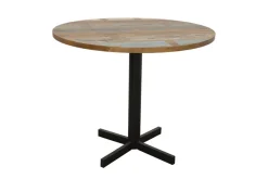 Table ronde en Hévéa recyclé coloré et pieds métal en croix D90xH76cm LOFT COLORS