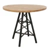 Table ronde en Hévéa recyclé naturel et pieds métal façon "Tour Eiffel" D90xH76cm LOFT