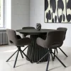 Table ronde extensible en chêne noir avec piètement baguette (2 rallonges incluses) ø120 cm / 160 cm / 200 cm AMSTERDAM