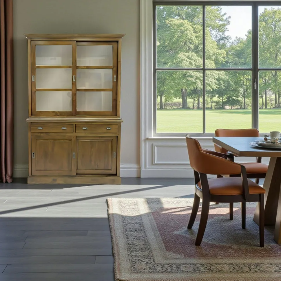 Table ronde extensible en chêne noir avec piètement baguette (2 rallonges incluses) ø120 cm / 160 cm / 200 cm AMSTERDAM