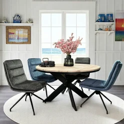 Table ronde extensible en chêne blanc 130 cm PALERME