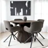 Table ronde extensible en chêne brun avec piètement baguette (2 rallonges incluses) ø120 cm / 160 cm / 200 cm AMSTERDAM