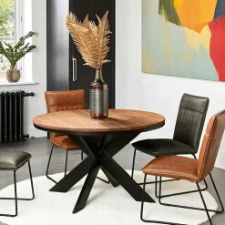 Table ronde extensible en chêne brun 130 cm PALERME