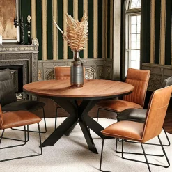 Table ronde extensible en chêne brun 140 cm PALERME