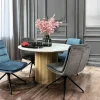 Table ronde marbre et bois D 120 cm MASSA