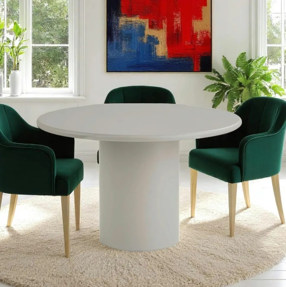 Table ronde sable avec pied central Ø120 cm ALBERTA