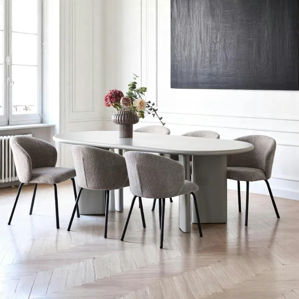 Table ronde sable avec pied central Ø120 cm ALBERTA