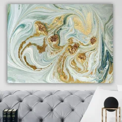 Tableau abstrait marbré – reflets dorés