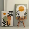 Tableau abstrait soleil et tons nature – moderne (set de 2)