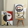 Tableau abstrait visage – style minimaliste (set de 2)