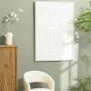 Tableau blanc lignes entremêlées peinture au sable 83 x 123 cm