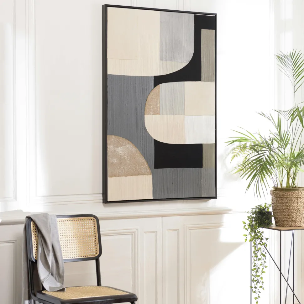 Tableau contemporain mix de formes géométriques 83 x 123 cm