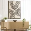 Tableau courbes noires peinture au sable 83 x 123 cm