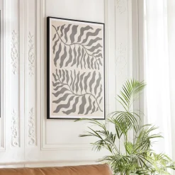Tableau décor 2 feuilles gris/noir papier japonais 63 x 93 cm