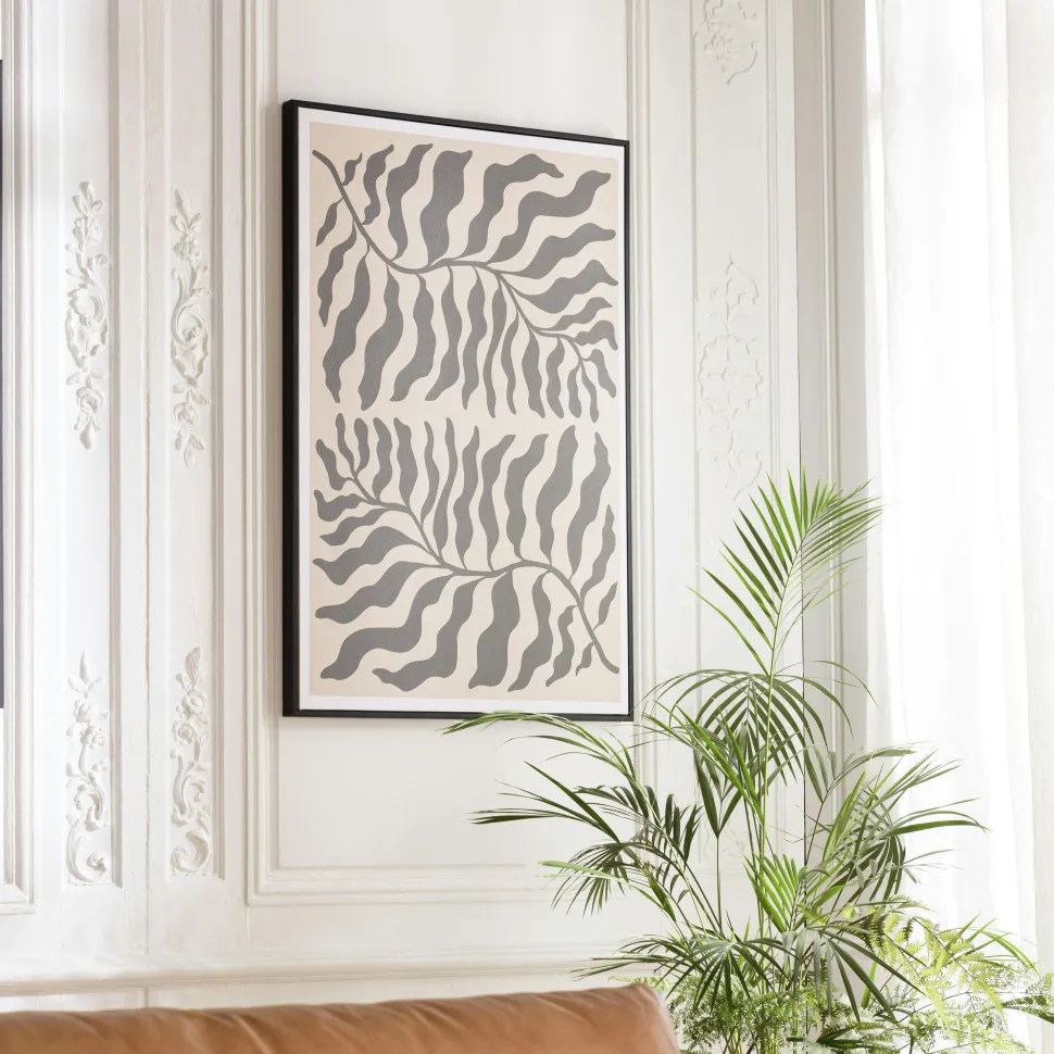 Tableau décor 2 feuilles gris/noir papier japonais 63 x 93 cm