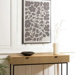 Tableau décor fleurs gris/noir papier japonais 63 x 93 cm