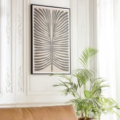 Tableau décor fleurs gris/noir papier japonais 63 x 93 cm